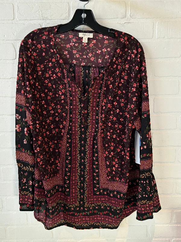 Top Long Sleeve By Style And Company In Purple & Red, Size: 2x