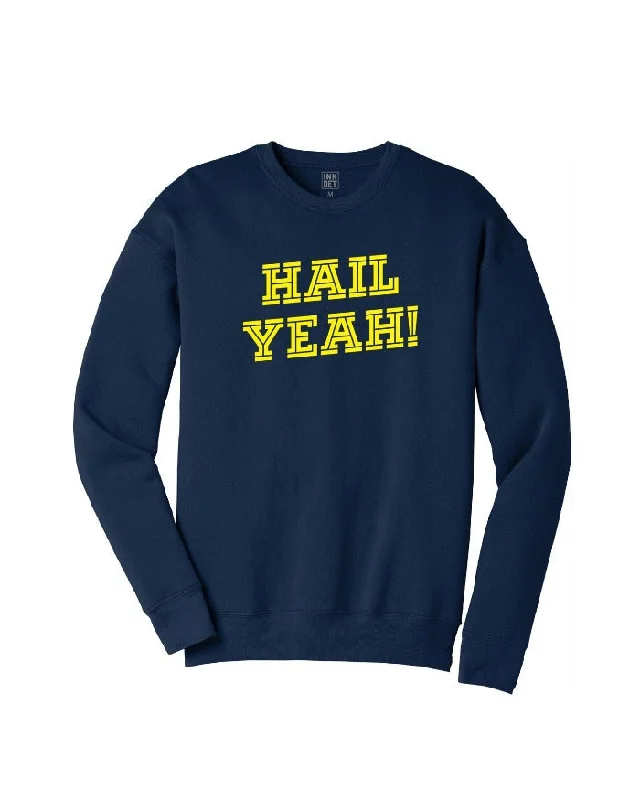 Ink Detroit Michigan HAIL YEAH Crewneck Sweatshirt - Maize & Blue