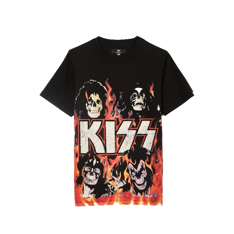 Cult's Short Sleeve Crew Neck Tee "Kiss Hellfire" in Black