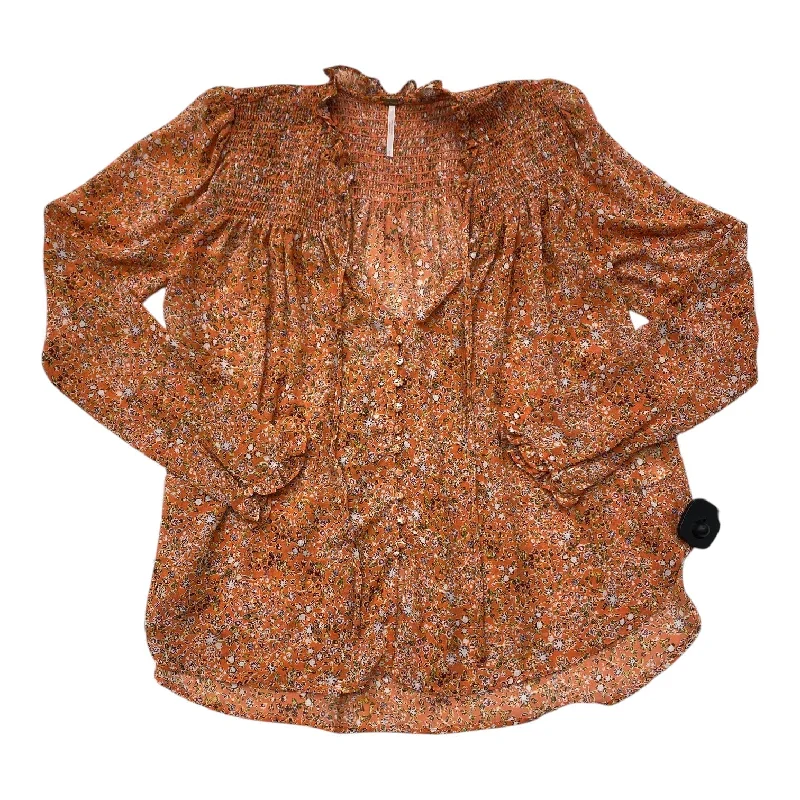 Top Long Sleeve By Free People In Orange, Size: S