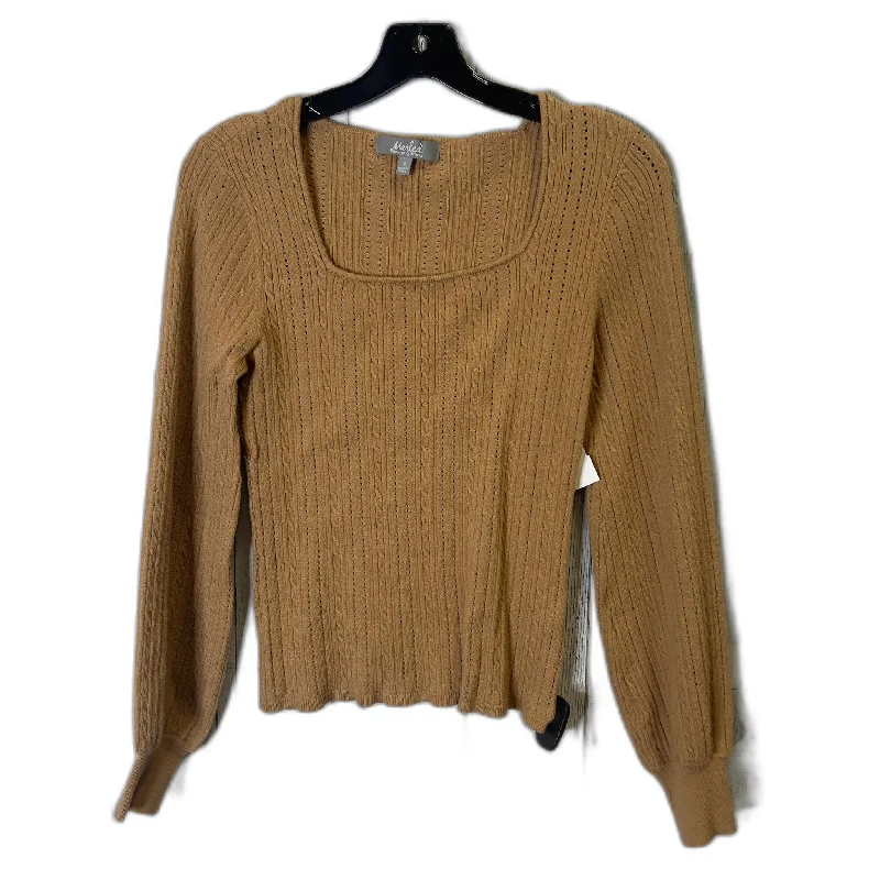 Top Long Sleeve By Marled In Brown, Size: M