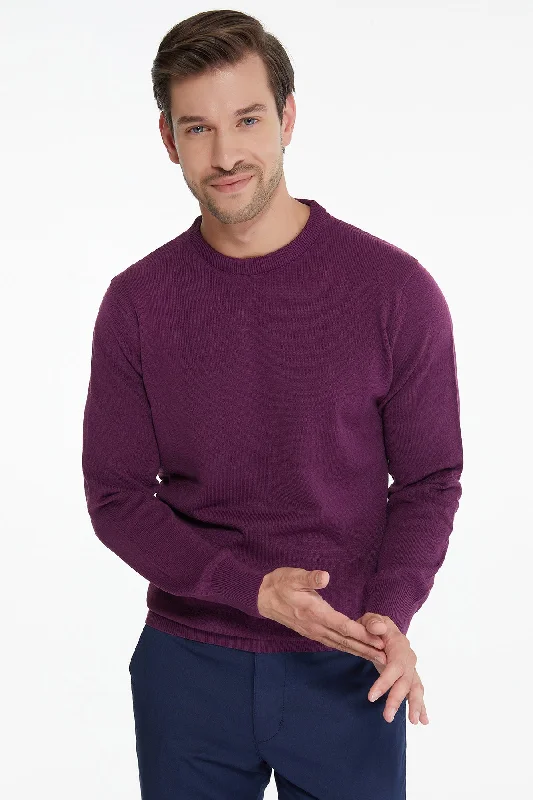 Regular Fit Plum Crewneck Sweater