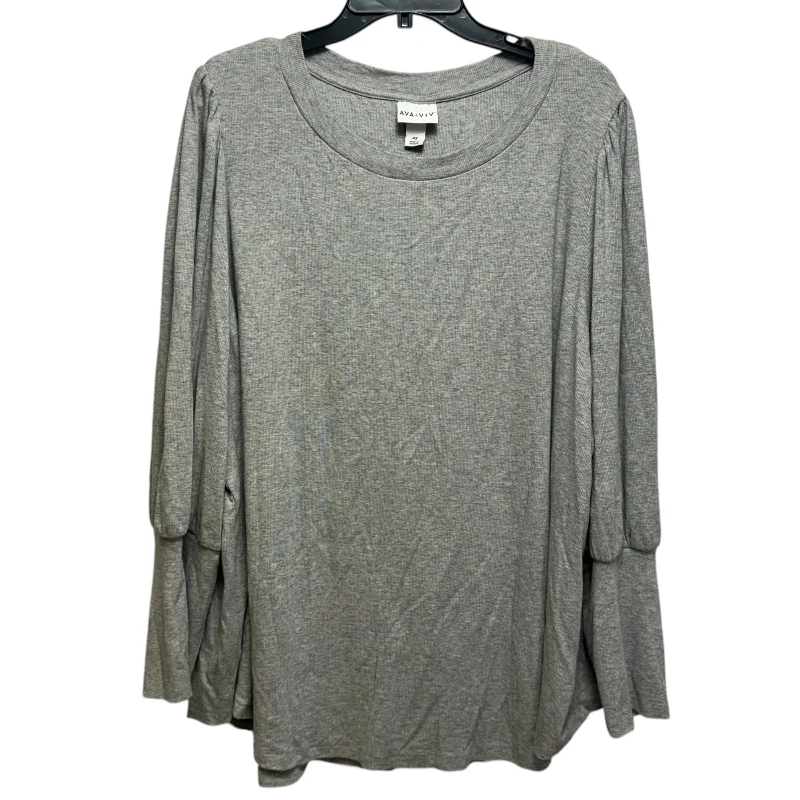 Top Long Sleeve By Ava & Viv In Grey, Size: 4x