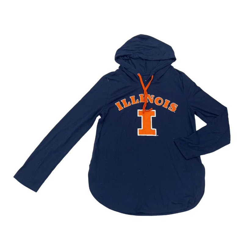 Athletic Top Ls Hoodie By Colosseum In Blue & Orange, Size:L