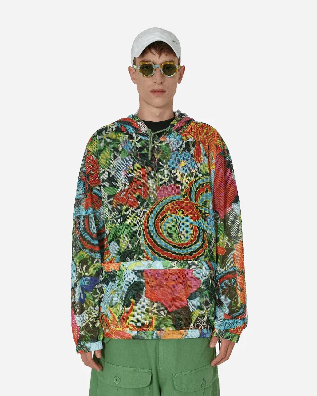 Camo Print Mesh Pullover Hoodie Multicolor