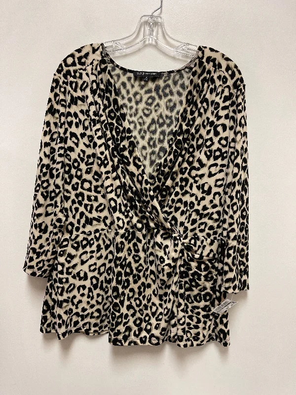 Top Long Sleeve By Jones New York In Animal Print, Size: 1x