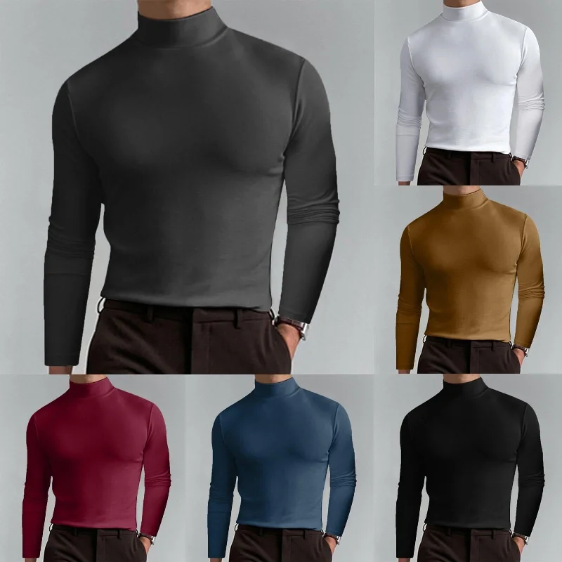 Mock Neck Slim Fit Long Sleeve Sweatshirt for Men (12 colors)