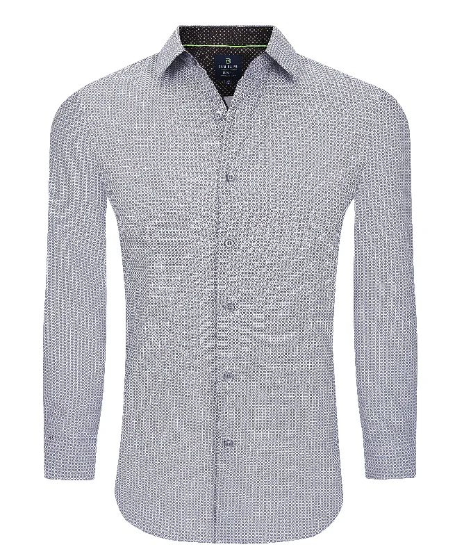 Tom Baine Slim Fit Performance Long Sleeve Geometric Button Down