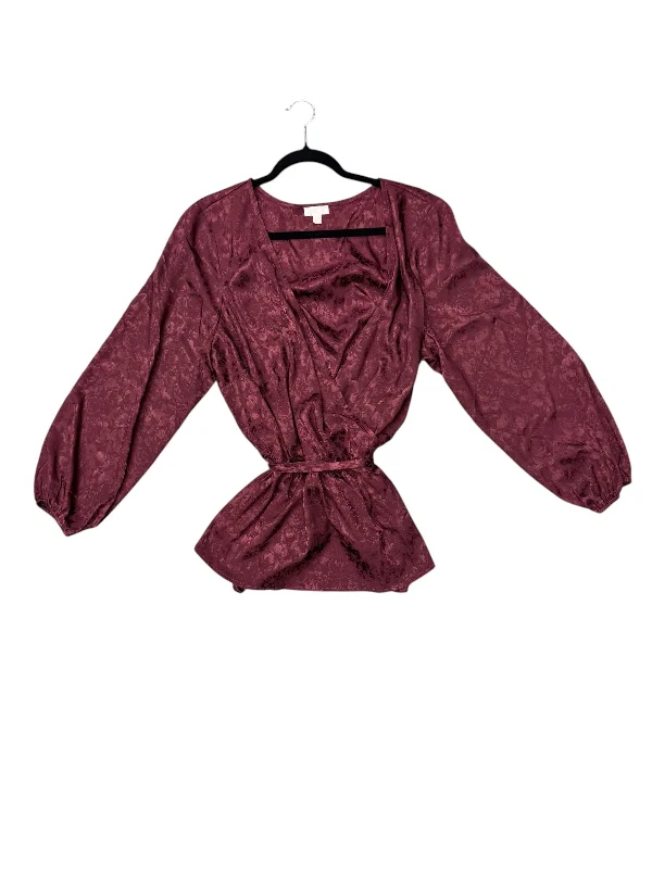 Top Long Sleeve By Charming Charlie In Maroon, Size: 2x