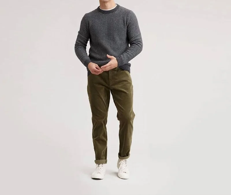 Men's Zermatt Herringbone Crew Neck Sweater In Grey