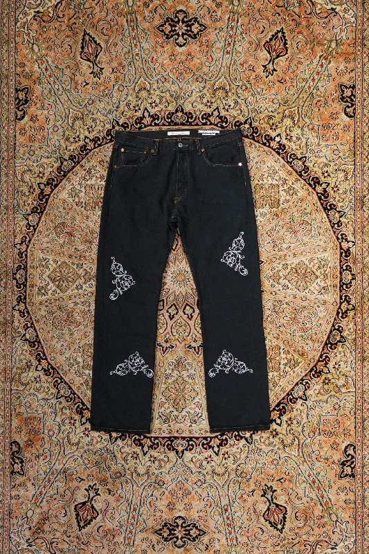 Children of the discordance TYPE-517 EMBROIDERY DENIM PANTS A(BLACK-PINSTRIPE)②