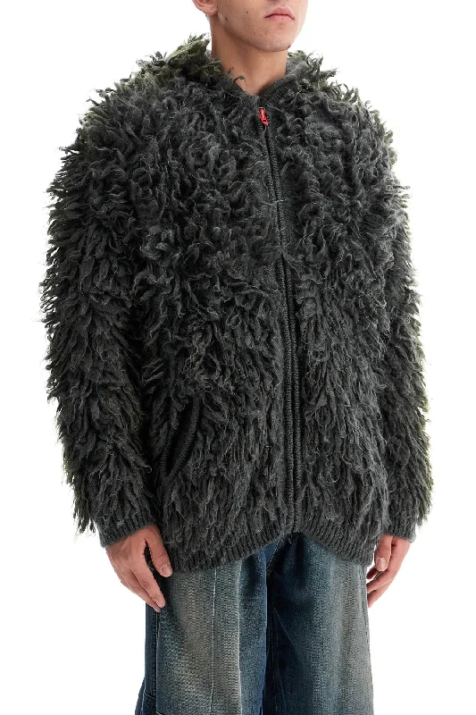 Diesel Shaggy Knit Cardigan With Hood