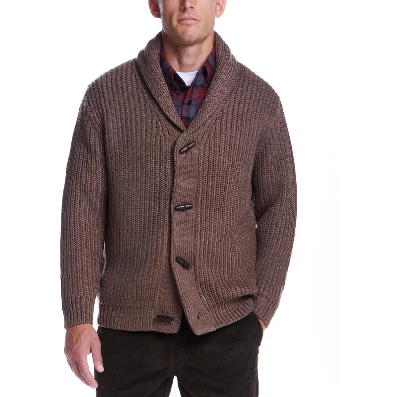 Mens Lined Ribbed Knit Cardigan Sweater