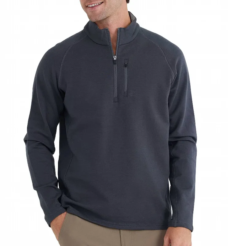 Men's Bamboo Heritage Quarter Zip Jacket In Graphite