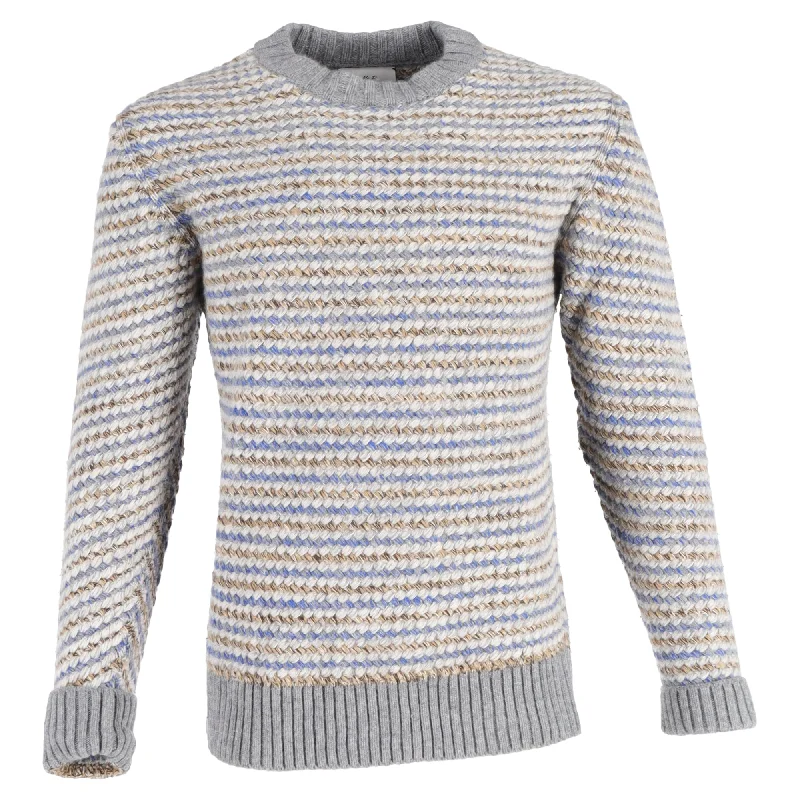 Mr. P. Striped Jacquard Crewneck Sweater in Multicolor Merino Wool