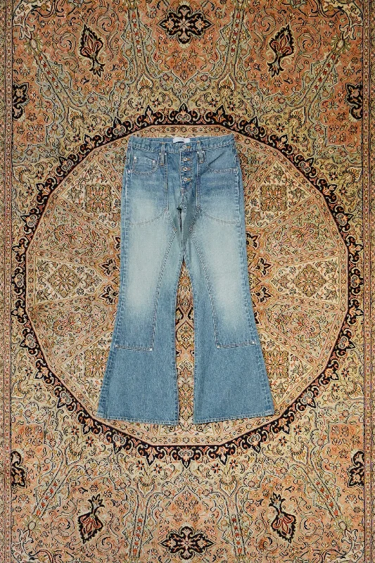 SUGARHILL FADED DOUBLE KNEE BELL BOTOM DENIM (FADED INDIGO)