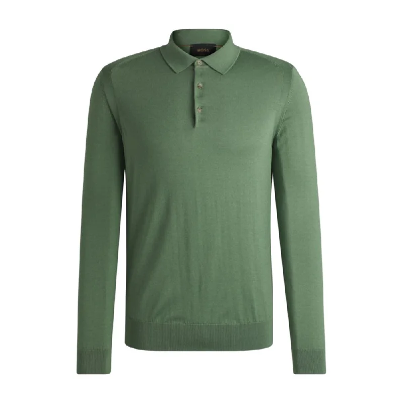 Regular-fit polo sweater in wool, silk and cashmere