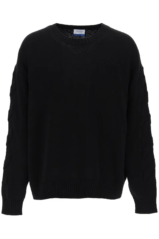 Off- Sweater With Embossed Diagonal Motif