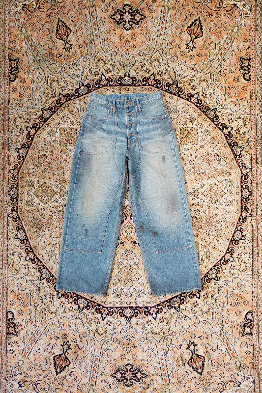 SUGARHILL OILED FADE DOUBLE KNEE DENIM PANTS