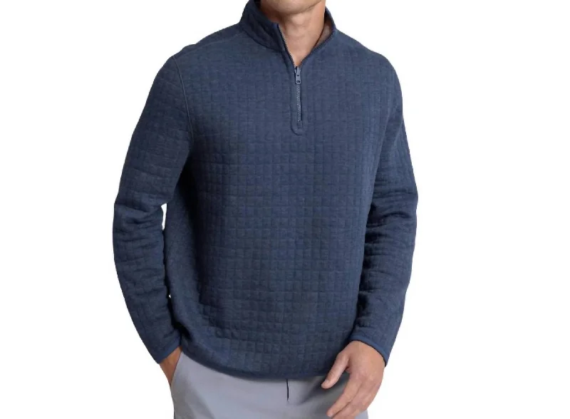 Fairwood Reversible Q-Zip Sweater In Dress Blue