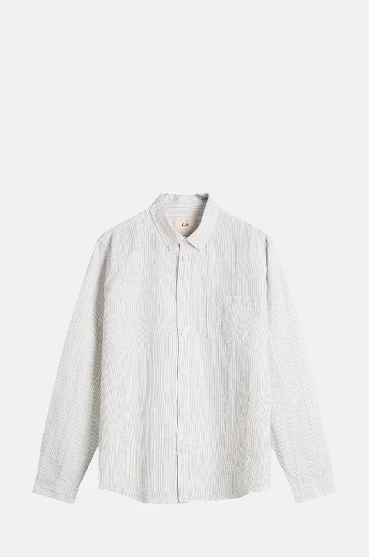 Relaxed Fit Shirt Sage Microstripe Slub