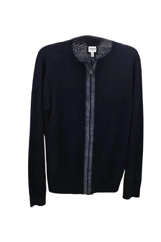 Men's Zip Up Cardigan In Navy