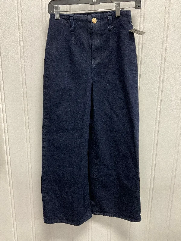 Jeans Wide Leg By Zara In Blue Denim, Size:2