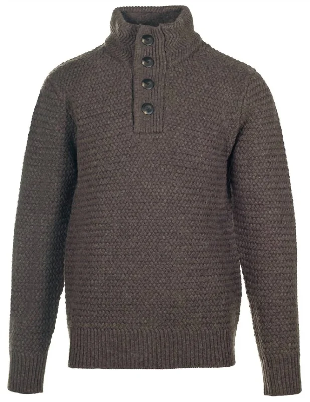 Men's Funnel Neck Military Sweater In Coffee