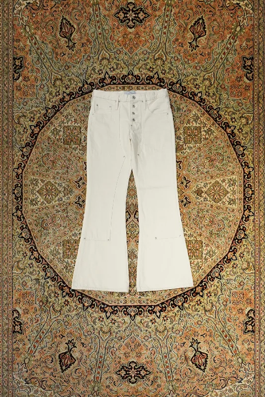 SUGARHILL WASHED DOUBLE KNEE BELL BOTOM PANTS (OFF WHITE)