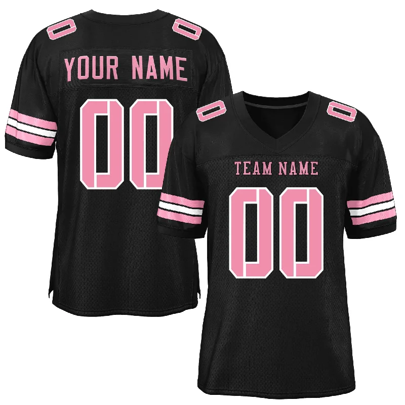 Custom Black Pink-White Classic Style Mesh Authentic Football Jersey