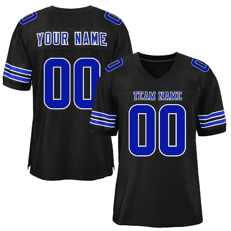 Custom Black Royal Classic Style Mesh Authentic Football Jersey