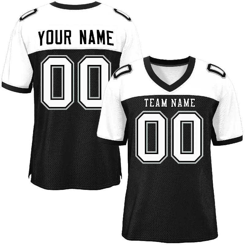 Custom Black-White Raglan Sleeves Fashion Authentic Football Jersey