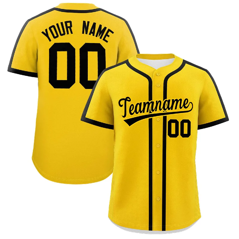 Custom Gold Black Personalized Classic Authentic Baseball Jersey