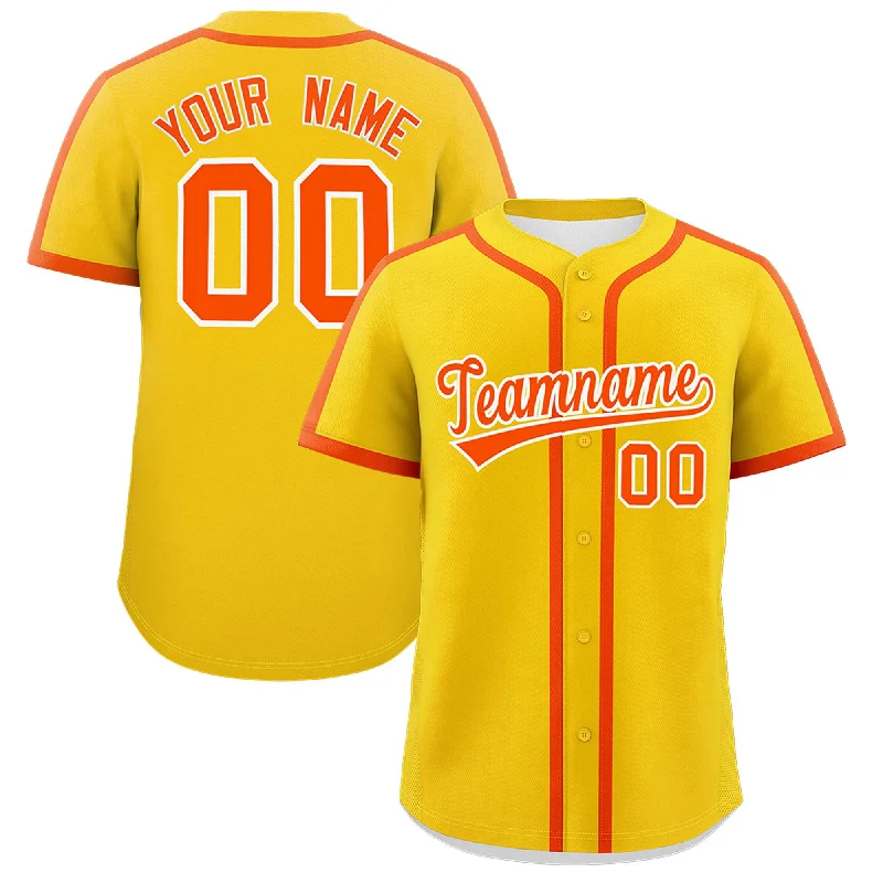 Custom Gold Orange Personalized Classic Authentic Baseball Jersey