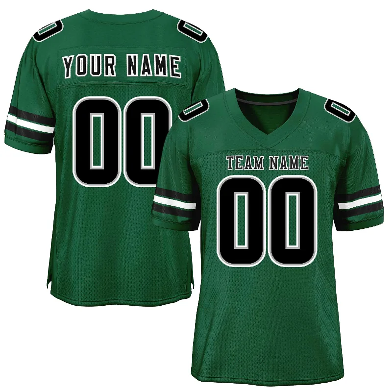 Custom Green Black-White Classic Style Mesh Authentic Football Jersey