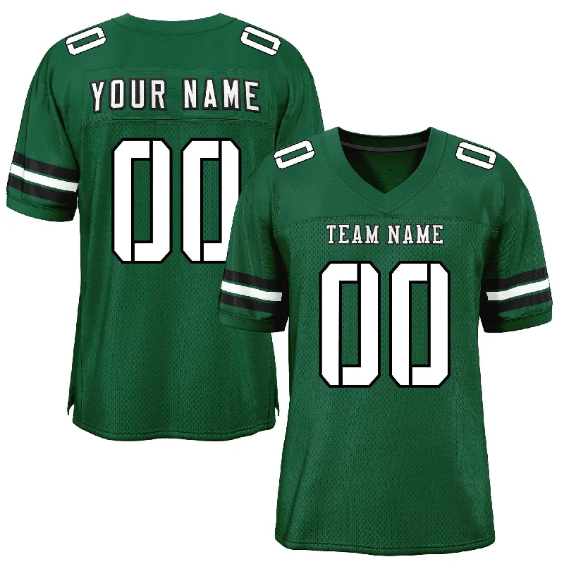 Custom Green White-Black Classic Style Mesh Authentic Football Jersey