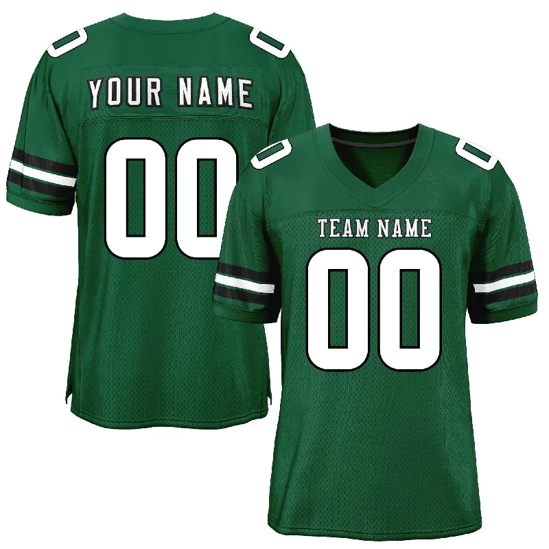 Custom Green White-Black Classic Style Mesh Authentic Football Jersey