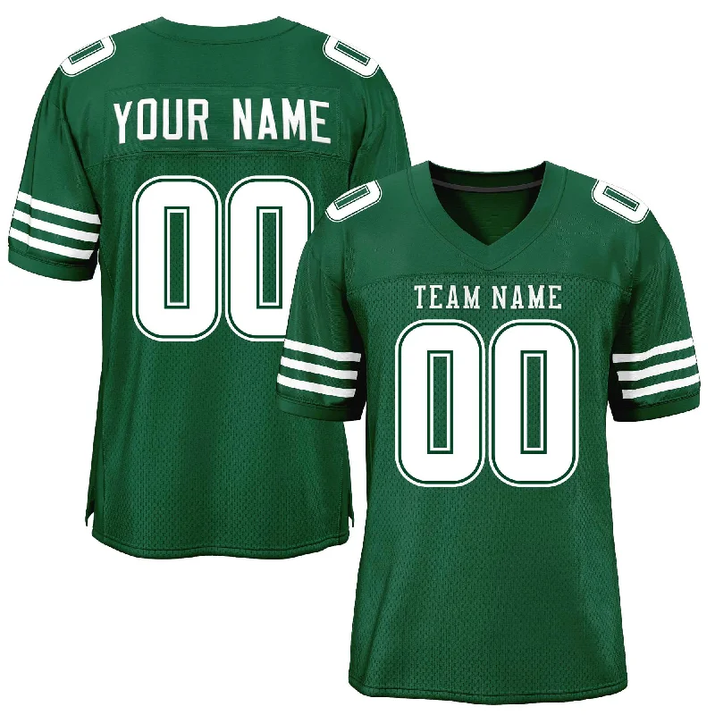 Custom Green White Classic Style Mesh Authentic Football Jersey