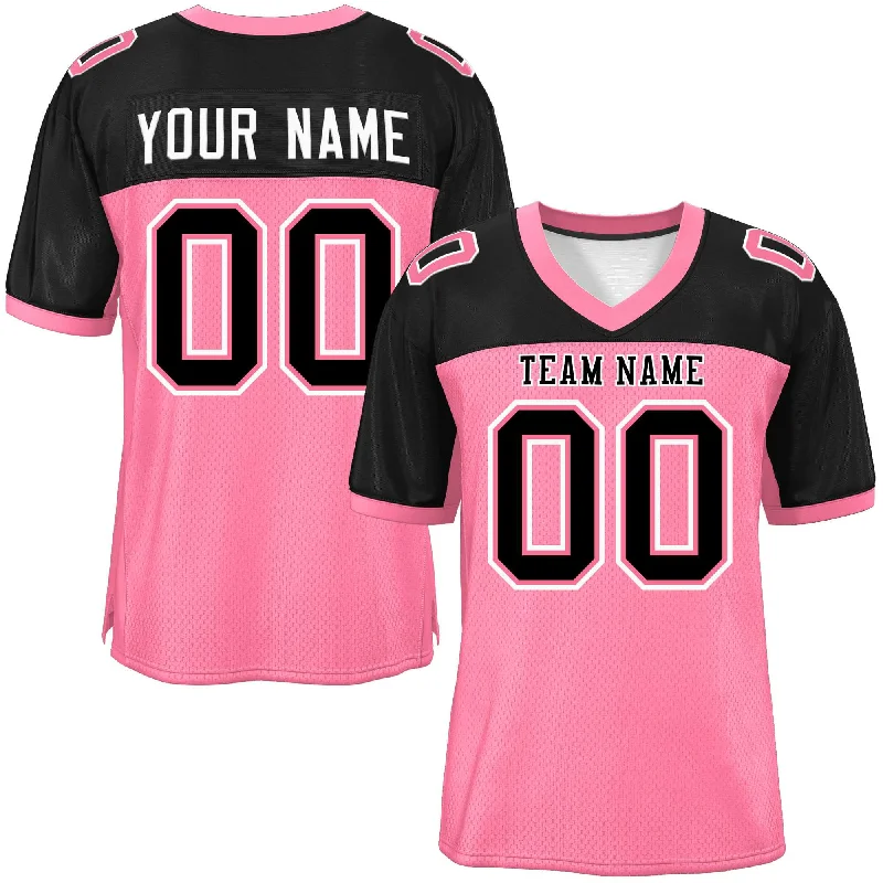 Custom Light Pink-Black Raglan Sleeves Fashion Authentic Football Jersey