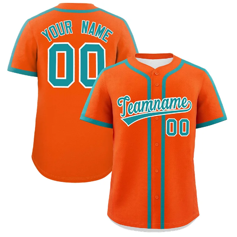 Custom Orange Aqua Personalized Classic Authentic Baseball Jersey