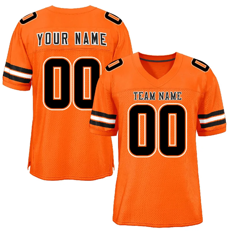 Custom Orange Black-White Classic Style Mesh Authentic Football Jersey