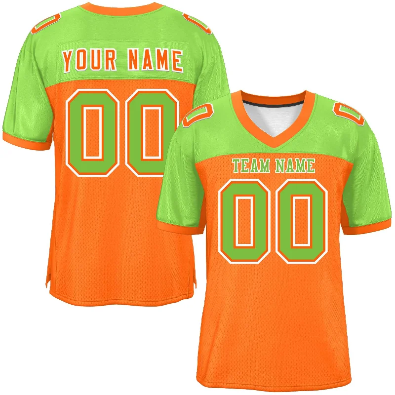 Custom Orange-Neon Green Raglan Sleeves Fashion Authentic Football Jersey