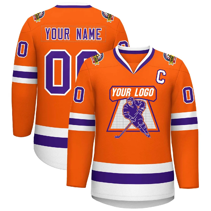 Custom Orange Purple-White Classic Style Hockey Jersey