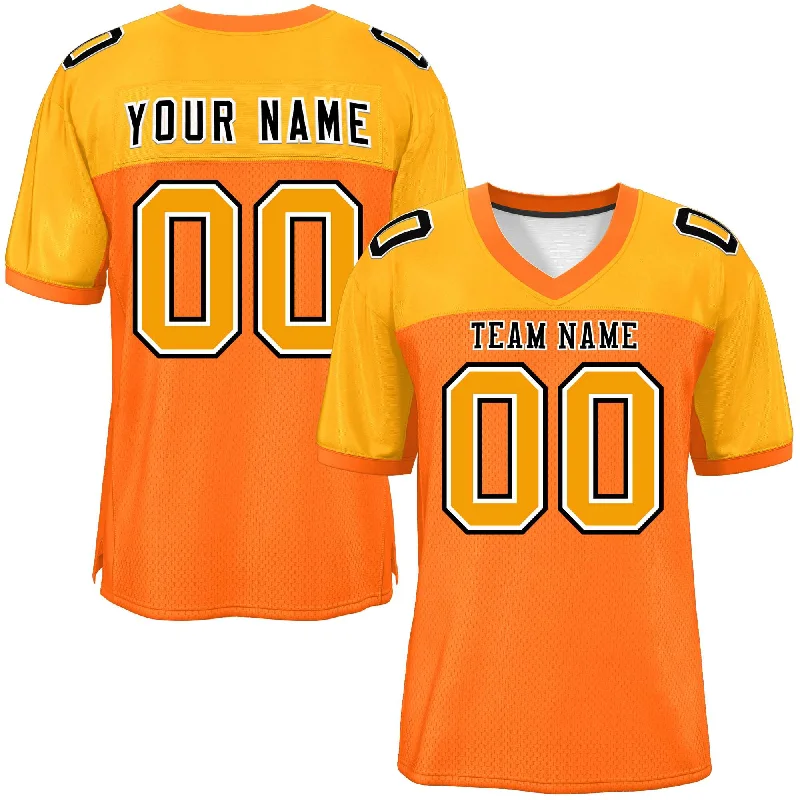 Custom Orange-Yellow Raglan Sleeves Fashion Authentic Football Jersey