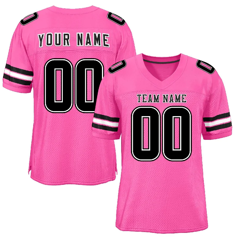 Custom Rose Red Black-White Classic Style Mesh Authentic Football Jersey