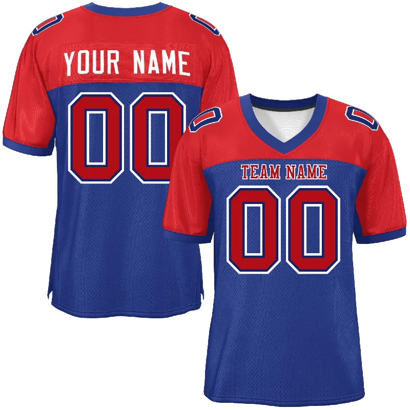 Custom Royal-Red Raglan Sleeves Fashion Authentic Football Jersey