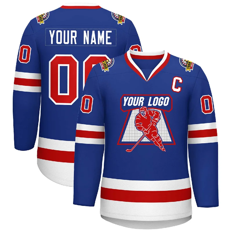 Custom Royal Red-White Classic Style Hockey Jersey