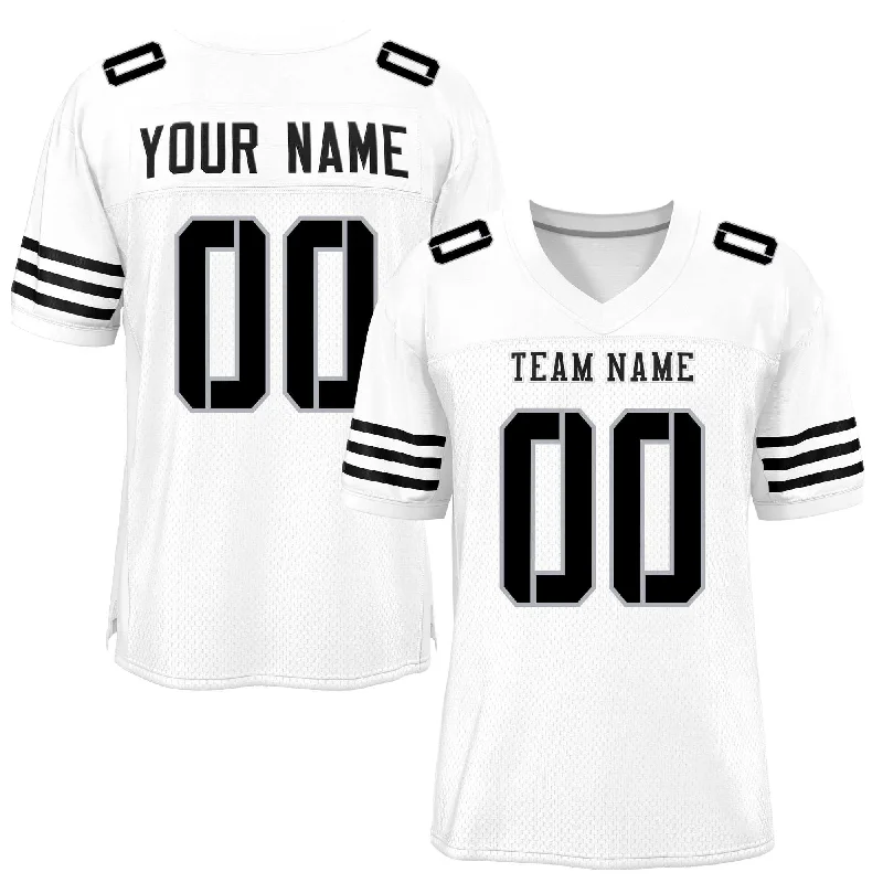 Custom White Black Classic Style Mesh Authentic Football Jersey