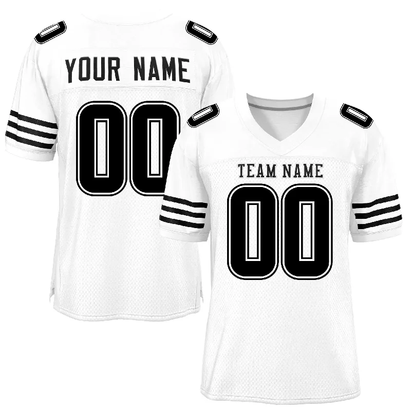 Custom White Black Classic Style Mesh Authentic Football Jersey