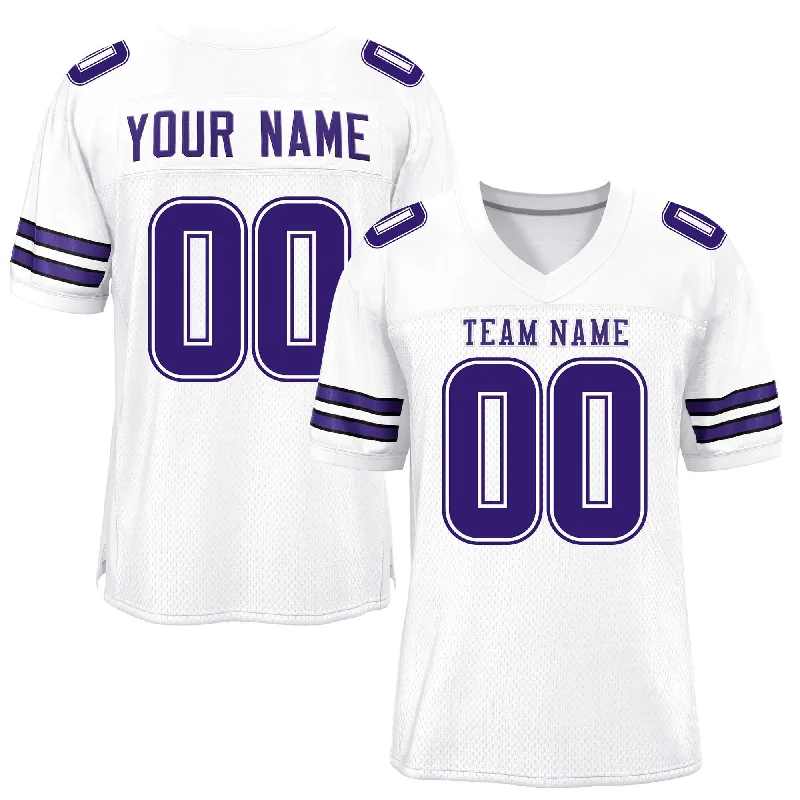 Custom White Purple Classic Style Mesh Authentic Football Jersey